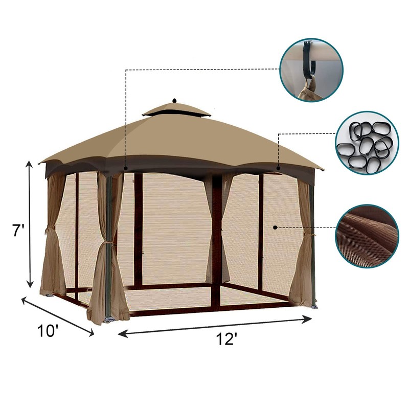 Tanxianzhe 10'x12' Gazebo Replacement Mosquito Netting 4-Panel Patio Screen Walls