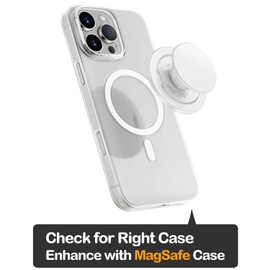 metisinno Collapsible Grip for MagSafe, Magnetic Snap Closure, Phone Grip, Holder & Stand, Removable for Wireless Charging Compatible, White
