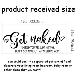 SUPERDANT Get Naked Wall Stickers Vinyl Bathroom Wall Decals Funny Bath Word Art Wall DIY Decoration Letter Print Minimalism Family Quote Wall Art Word Sayings Sticker Sign