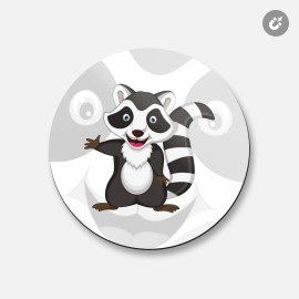 Unbranded Happy Raccoon Animal | 4'' X 4'' Round Decorative Magnet