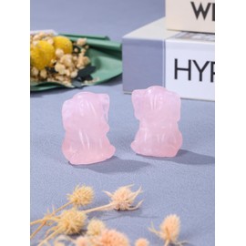 CrystalTears Rose Quartz Crystal Elephant Figurine Carved Healing Gemstone Elephant Animal Statue Pink Ornament for Home Office Decor Good Luck Elephant Crystal Gifts for Women Men Christmas