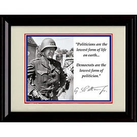 George S Patton Autograph Promo Print - Quote - Framed 8x10