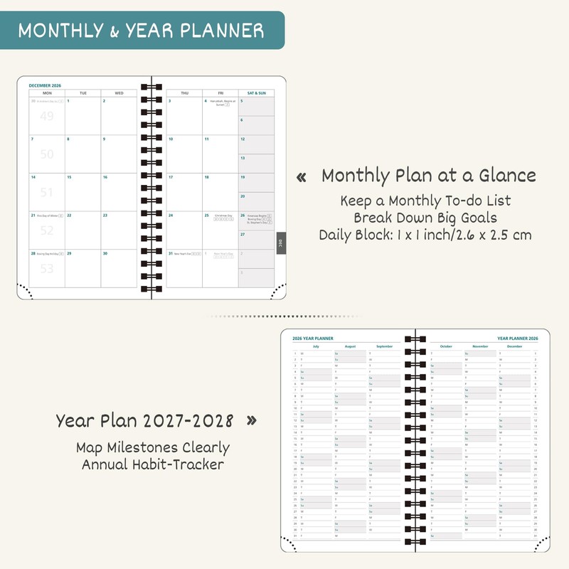BEZEND Pocket Diary 2027 A6 Week to View Spiral 15.5