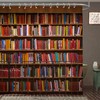 FAITOVE Library Bookcase Shower Curtain Sets Fabric, Polyester Waterproof Bathroom