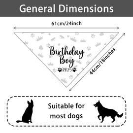 Dog Birthday Bandana Birthday Boy 2025 Party Supplies for Small Medium Pet White Dog Bandana for Pet Lover Gifts