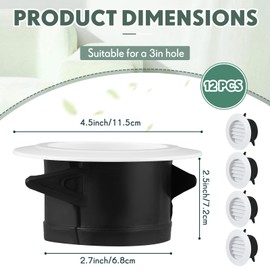 VIHOSE 12 Pcs Soffit Vents 3 Inch Soffit ABS Exterior Round Exhaust Vent with Built in Fly Screen Mesh for Home Bathroom Office Kitchen, White