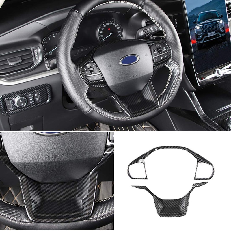 RUIHE 2pc Carbon Fiber Folor Steering Wheel Cover Trim Fit