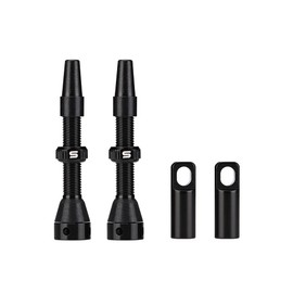FOMTOR Tubeless Presta Valve Stem, Aluminium Alloy Shafts with Value Core Remover Tool and Valve Stem Caps Suitable for Most Tubeless Bicycle Rims (Black, 44 mm, Pair)