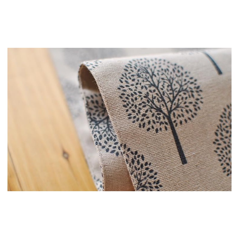 CosyAurora Linen Table Runner Mulberry Trees Beige, Seasonal Kitchen Dining