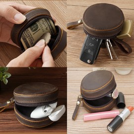 YLYSLFC Genuine Leather Belt Loop Coin Purse, Vintage Mini Coin Pouch, Jewelry Organizer, Brown, Fashion