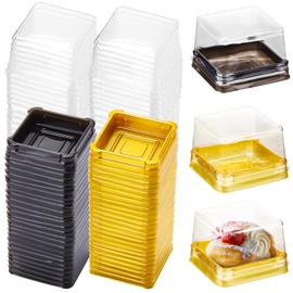 400 Pcs Clear Mini Cupcake Boxes Individual Cupcake Containers Single Cupcake Carriers Mooncake Boxes Disposable Plastic Dessert Holders with Lids for Wedding Birthday Party (2.95 x 2.64 x 1.34 Inch)