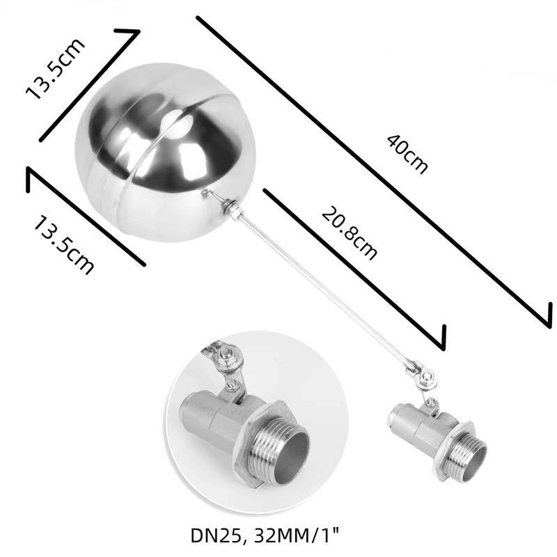 awliye Stainless Steel Float Valve G 1 Inch DN25 Water