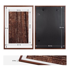 HOMESEVEN A1 Picture Frame (23.4 x 33.1 inches), Solid Wood Brown Wood Poster Frame-Horizontal and Vertical Wall Hanging for Home, Exhibition, Caffe(Brown)
