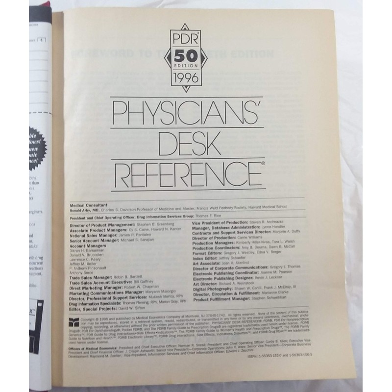 Physicians' Desk Reference 1996 (50th ed. Issn 0093-4461)