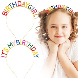 QFGasre 2 Pcs Birthday Crown Headband Rainbow It's My Birthday Headband for Women Headpiece Crown Gift Party Decorations for Women