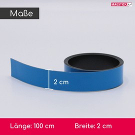 Mag251 Magnetic Strips Blue Approx. 2 cm x 1 m Magnetic Tape for Marking on Whiteboards Storage Shelves Calendar Easy to Cut to Size Magnetic Labels Pack of 3