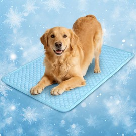 Dog Cooling Mat 2.0, Blue, Thick Long-lasting Cooling Mat for Dogs, Upgraded Self-Cooling Tech No Water, Q-Max>0.5, Chew Resistant Waterproof Fully Washable Pet Cooling Mat, Fit for Dogs & Cats