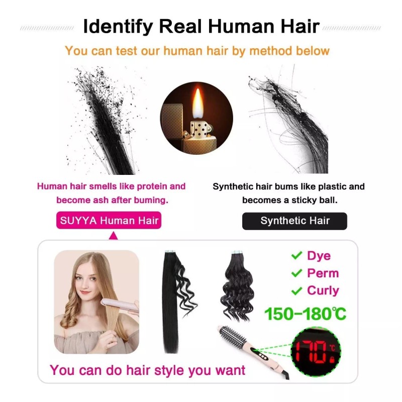 Suyya Extensiones Cabello Natural 20pz Negro Natural 16in 40gr
