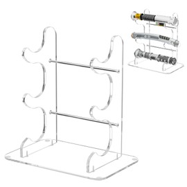 Cosmos Acrylic Lightsaber Stand, 3 Tier Lightsaber Display Rack Desktop Light Saber Holder with Non-Slip Base, Decorative Display Stand for Swords, Wands, Collectibles (Transparent Clear)
