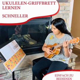 QMG Colour Coded Ukulele Guitar Fingerboard Note Chart Learning Guitar and Music Theory Suitable for All Levels
