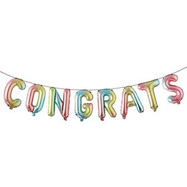 16 inch multicolor Congrats Letters Banner Gold Graduation Party Decorations Supplies (CONGRATS RAINBOW)