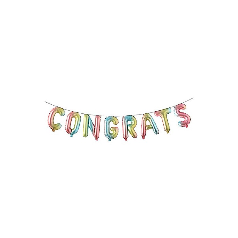 16 inch multicolor Congrats Letters Banner Gold Graduation Party Decorations