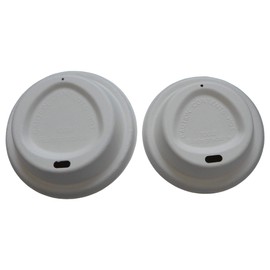 Pack of 100 Disposable 100% Biodegradable Eco-Friendly Bagasse White Coffee Cup Sip Lids - to Fit 8oz or 12oz-16oz Paper Coffee Cups (Large to Fit 12oz-16oz Cups)