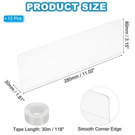 PATIKIL 12 Pack Under Couch Blocker, Acrylic Under Bed Blocker for Pets (3.94" H x 11.02" L) with Tape Clear Toys Blocker for Bed Sofa Desk Furniture