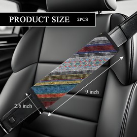 wuyaoyao 2PCS Car Seat Belt Cover Pad, Boho Seatbelt Covers for Cars, Comfortable Breathable Seatbelt Shoulder Strap Covers, Auto Seat Belt Protector Cushion for Kids & Adults (Colorful XO)