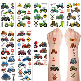UYVPAER Tractor Tattoos for Children, 10 Sheets Farm Vehicle Children's Tattoos, Skin-Friendly Set, Temporary Tattoos for Sticking, Party Bags, Children's Birthday Gifts, Party Decoration