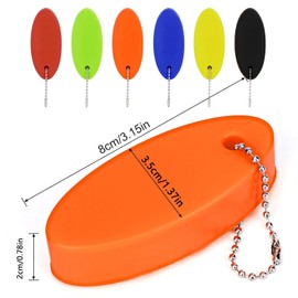 6Pcs Boat Key Floating Keychain, Keychain PU Bright Color Oval Floating Key Ring Boat Key Float for Boating Surfing Fishing Outdoor Water Sports (6 Colors)