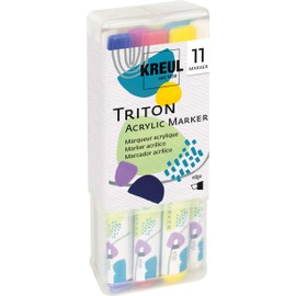 KREUL 17860 Triton Acrylic Marker Edge Powerpack, 11 Acrylic Paint Pens, Water-Based, High Colour Intensity, for Canvas, Paper, Cardboard, Wood and Much More