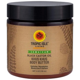 Tropic Isle Living Jamaican Khus Khus Body Butter with Black Castor Oil 4 OZ by Tropic Isle Living