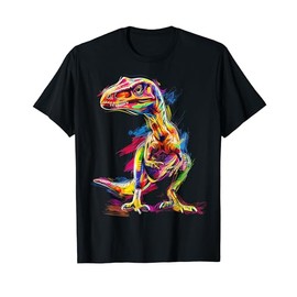 Velociraptor Dinosaur Motif Colorful Velociraptor T-Shirt