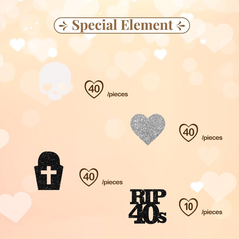 130pcs Rip 40s Confetti, Death to My 40s Table Confetti,