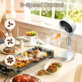 Sonhomay Portable Range Hood, Foldable Kitchen Exhaust Fan with Adjustable Height Double Filter 3 Speeds for BBQ Hot Pot Grilled Meat Party Camping RV