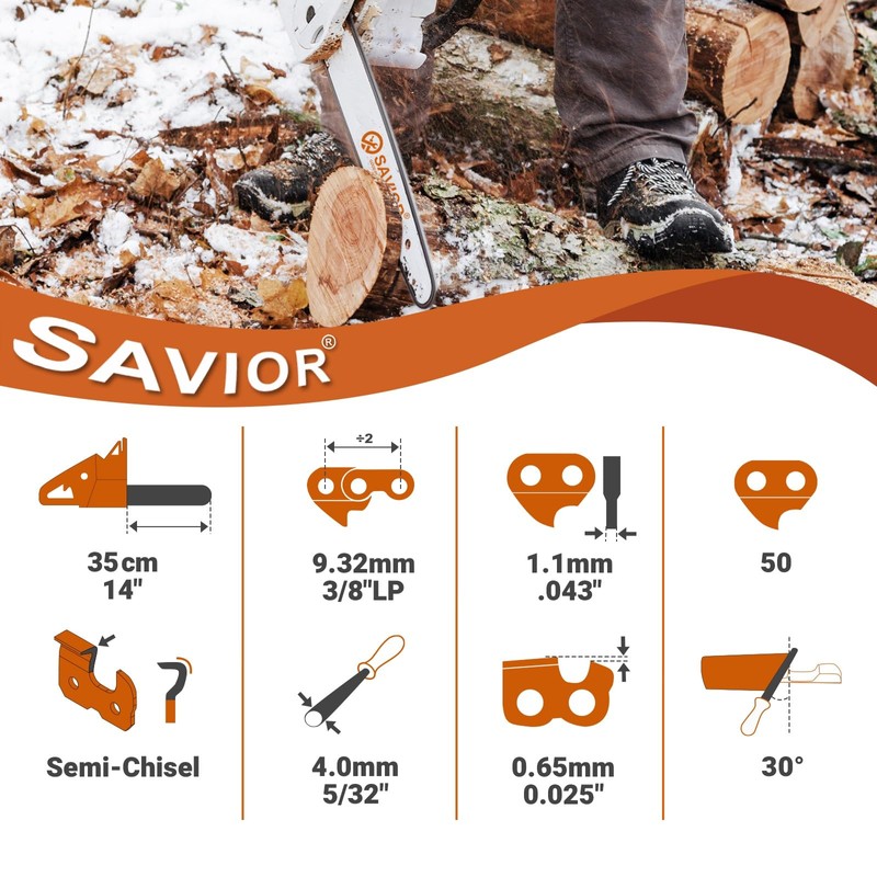 SAVIOR Pack of 3 Saw Chains 3/8 Inch LP 1.1