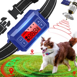 SLAYKAM Electric Fence for Dogs, Wireless Dog Fence GPS Dog Collar Fence System Waterproof Adjustable Warning Strength Radius 33-999 Yards Rechargeable Smart Pet Containment System for Dogs(Blue)