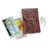 SAGEFINDS Tarot Card Protective Case, Embossed Genuine Leather Holder for