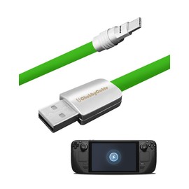 chubbycable USB Type C Fast Charging Cable Compatible with Steam Deck 100W Ultra-Thick Durable Silicone USB C Charger Cord for Steam Deck OLED, Green, USB-A to Type-C, 1.64FT