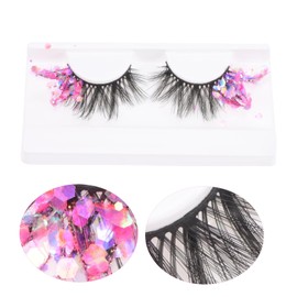 Mikinona 2 Pairs Long False Lashes Fluorescence Eyelash Extensions Glittery Women's Lashes Easy to Use 3d Effect