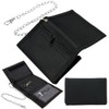 Lowats Slim Black Wallet Zip Foldable Triple Wallet with Chains