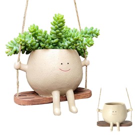 Adorable Resin Face Planter Pot for Succulents – Decorative Indoor/Outdoor Flower Pot, for Home, Office, Balcony, and Garden Décor – Novelty Cactus Hanging Planter