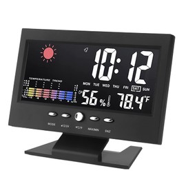 Date Weather Electronic Alarm Clock Display Abs Weather Stations Mirrors Creative Black Bedroom Clock Home Room Clock Holder Display Weather Monitoring
