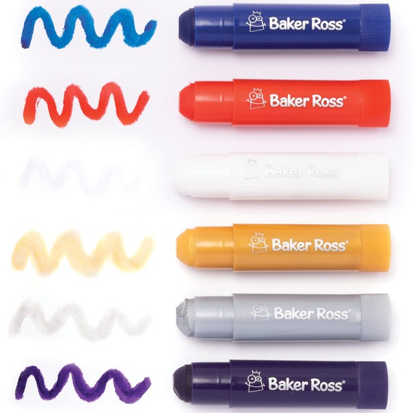 Baker Ross PJ110 Red White and Blue Poster Paint Sticks - Pack of 6, Craft Supplies