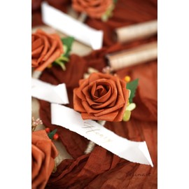 Yelinart 1 Pc Sinlge Orange Boutonniere for Men for Wedding Groom Groomsmen Artificial Rose Rose Flowers Boutonniere for Wedding Ceremony Anniversary Formal Dinner Party