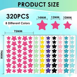 Gigmeta 320 Stück Pimple Patch, 3 Größen (14/12/10 mm) Pickel Patch Sterne mit Teebaumöl Salicylsäure Hydrokolloid Pflaster Anti Pickel Patches Wasserdichte Atmungsaktive Tag und Nacht Akne Patches