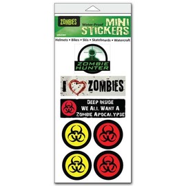 Gear Tatz - Zombie Themed - Set of 7 Mini Bumper Stickers - for Laptops, Water Bottles, notebooks, lockers, etc. - Professionally Made in The USA (Vinyl,X1)