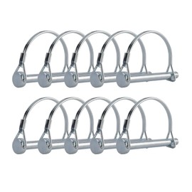 AuInn Wire Lock Pins, 1/4 Inch x 1-3/4 inch Shaft Locking Pin, Heavy Duty Safety Coupler Pin 10 Packs Hitch Pin with Round Arch Wire Retainer for Trailers Lawn Garden