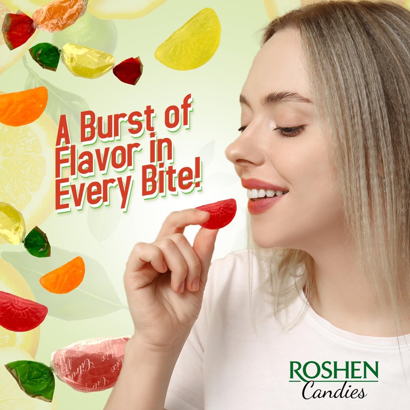 Roshen Hard Candy "Citrus Mix" Kosher and Halal, Delicious, Flavorful
